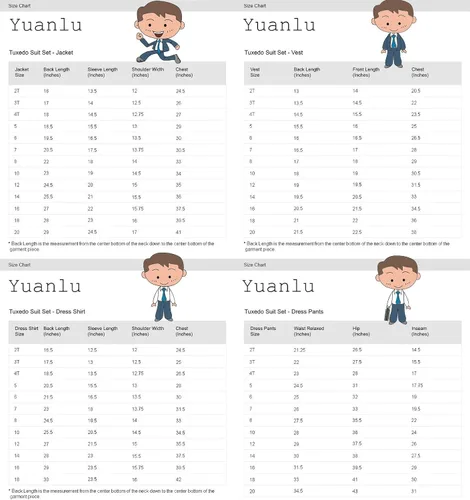 Vista 3 de YuanLu Boys Colorful Formal Suits 5 Piece Slim Fit Dresswear Suit Set