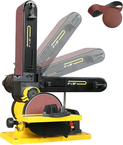 Vista 10 de Woodskil Lijadora de disco de banda de velocidad variable, correa de 4 x 36 pulgadas y disco de 6 pulgadas 3A Máquina combinada de lijadora