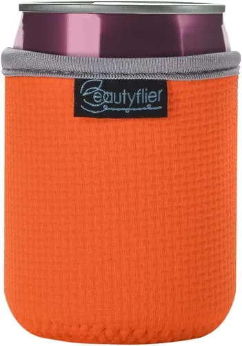 Vista 5 de Beautyflier Paquete de 4 fundas aislantes de neopreno antideslizantes en relieve, fundas gruesas y plegables para latas de bebidas, para fiestas