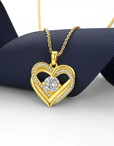 Vista 37 de MomentWish Collar de corazón para mujer, moissanita, diamante de imitación, plata de ley 925
