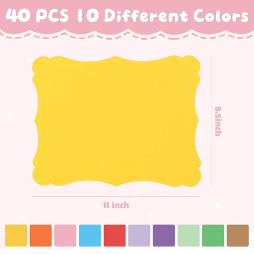 Vista 3 de 40 hojas de cartulina de papel kraft de colores de 8.5 x 11 pulgadas, 10 colores surtidos, tarjetas de felicitación de papel grueso para menús