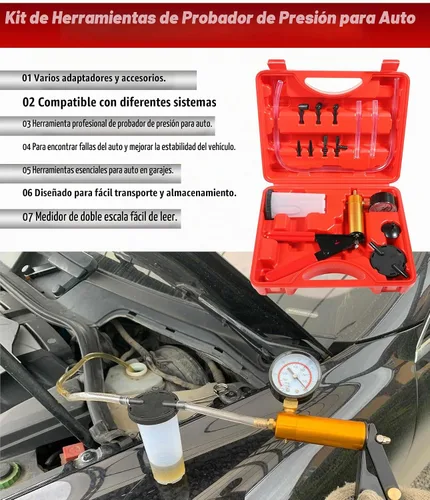 Vista 4 de ESEWALAS Kit de purga de frenos, kit de bomba de vacío de purga de frenos con adaptadores, accesorios de automóvil, kit de purga de líquido