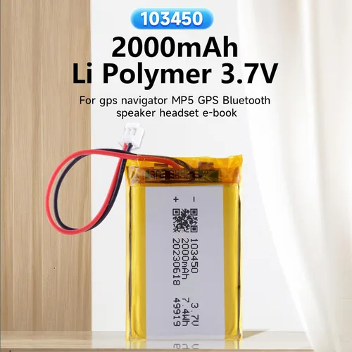 Vista 2 de Paquete de 2 baterías de 3.7 V 2000 mAh 103450, 103450 baterías con conector JST PH de 0.079 in para controlador PS4 serie CUH-ZCT1