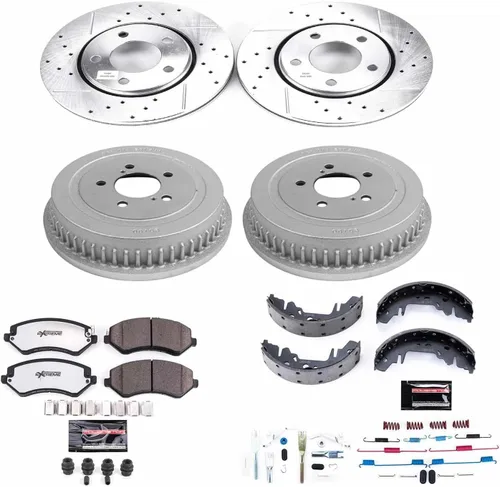 Vista 2 de PowerStop Kit de freno delantero y trasero para Chrysler Town & Country 2003-07 Dodge Grand Caravan 2001-06 - Pastillas de freno de cerámica