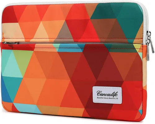 Vista 28 de Canvaslife - Funda de lona para laptop de 13 pulgadas con patrón de cuadros negros y bolsillo de 13 y 13.3 pulgadas