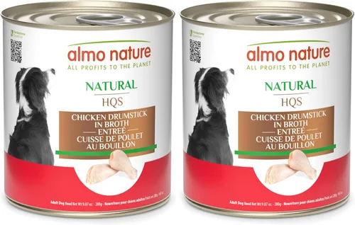 Vista 11 de almo nature HQS - Muslo de pollo natural en caldo, sin gluten, sin aditivos, comida húmeda enlatada para perros adultos, triturada, 12 x 280 g/9.87