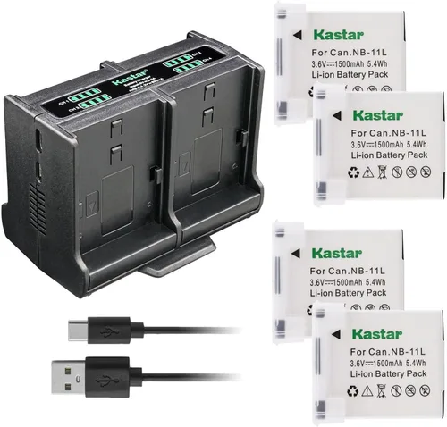 Vista 8 de Kastar Cargador de batería cuádruple NB-11L compatible con Canon IXUS 132, IXUS 133, IXUS 135, IXUS 137, IXUS 140, IXUS 145, IXUS 147, IXUS 150