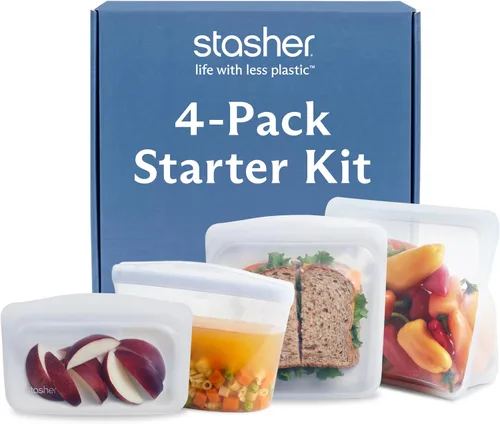 Vista 8 de Stasher - Colección de almuerzo reutilizable para niños, paquete de 3 con bolsa de almuerzo Food-Safe Silicone, BPA-Free, Leak-Free, Eco-Friendly