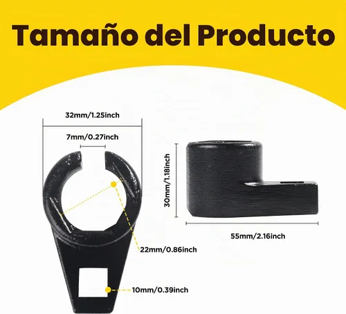 Vista 2 de YAKEFLY Llave de Sensor de Oxígeno de Accionamiento de 3/8 Pulgadas por 7/8 Pulgadas Descentrada, Llave Universal de Sensor de Oxígeno de Perfil