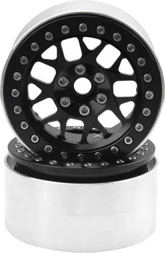 Vista 5 de Paquete de 4 llantas HIRCQOO Metal Beadlock de 2.2 pulgadas, 12 bujes hexagonales compatibles con Axial SCX10 90046 SCX10-III Redcat Gen7 D90