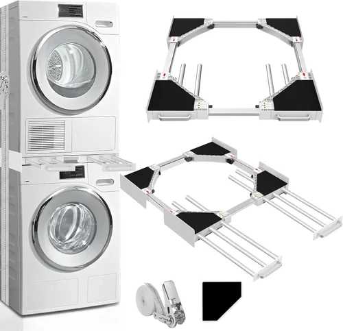 Vista 9 de Kit de apilamiento para lavadora y secadora, kit de apilamiento universal con estante de secado extraíble para cuarto de lavado, ajustable de 24 a
