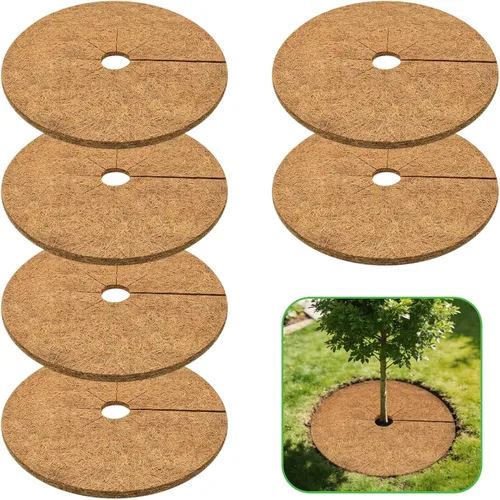 Vista 8 de ZeeDix Pack de 10 anillos de mantillo de fibra de coco, anillo de mantillo de coco coir de 6 pulgadas, protector de árbol 100% natural, anillo
