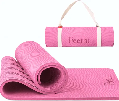 Vista 10 de Extra Thick 12mm Exercise Mat, 74" x 26", Non-Slip with a Yoga Strap