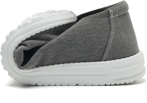 Vista 4 de VOCNTVY Mocasines de lona cómodos y ligeros para mujer, Gris