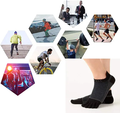 Vista 6 de VWELL Calcetines de algodón con dedos de cinco dedos, calcetines deportivos para correr, 4 pares, talla 7-11