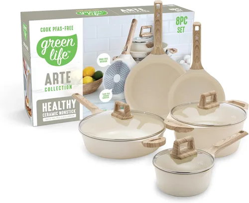 Vista 13 de GreenLife Juego de utensilios de cocina antiadherentes de cerámica de 8 piezas, apto para inducción, no tóxico, sin PFAS, apto para lavavajillas