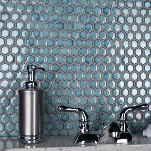 Vista 2 de Merola Tile Hudson - Azulejo de porcelana hexagonal de 1 pulgada (11-7/8 x 13-1/4 pulgadas)