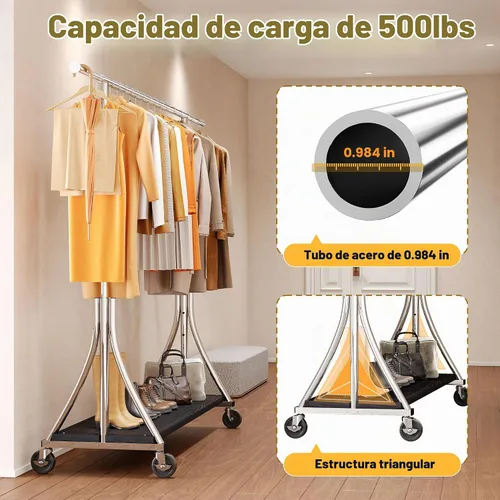 Vista 3 de HOKEEPER Perchero con estantes de madera, carga de 500 libras, altura