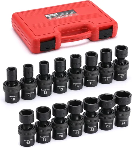 Vista 13 de CASOMAN 10 piezas de 1/2 pulgada de profundidad Juego de llaves de impacto universal métrico, 10-19mm