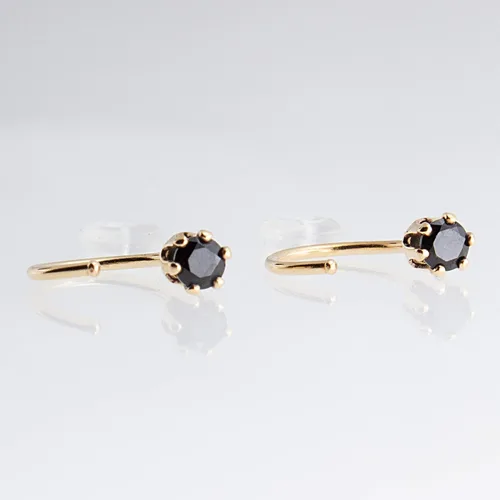 Vista 46 de Half Huggie Birthstone Gold Hoop Earrings for Women Tiny Cartilage Stud Piercing Earring Hypoallergenic Earring Screw Back Dainty Hug