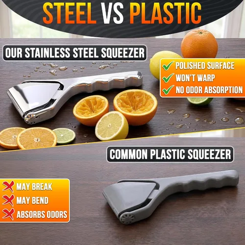 Vista 8 de Exprimidor de limón de acero inoxidable – Exprimidor manual de cítricos, exprimidor de mano plegable para limón, lima y naranja – Recibe hasta
