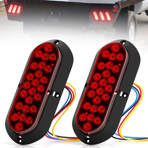 Vista 8 de PSEQT 6" luces LED rojas para remolque, 24 luces LED ovaladas, luces de freno, de parada, luces de identificación traseras, impermeables, de montaje