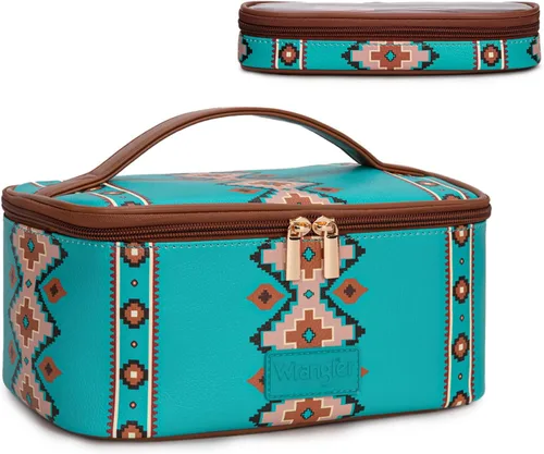 Vista 9 de Wrangler - Bolsa de maquillaje de viaje, 2 piezas, bolsa de cosméticos con Vaca café
