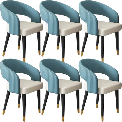 Vista 22 de YVYKFZD Mid Century Dining Chairs, Leather Kitchen Chairs Set, Dining Room Chair with Curved Backrest and Metal Legs, Upholstered Armchair Comfy