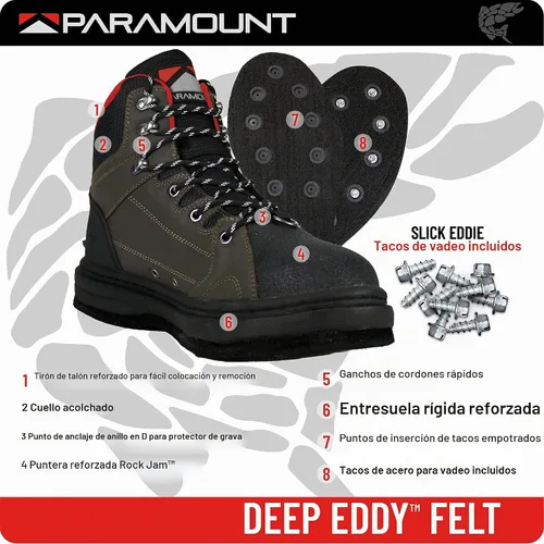 Vista 5 de Paramount Outdoors Deep Eddy Wading Boots Felt and Rubber Cleated Outsole