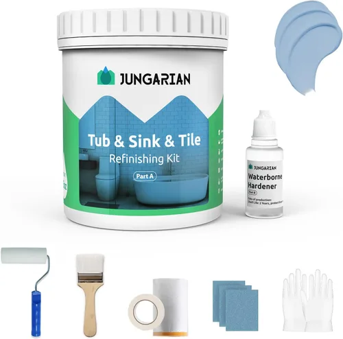 Vista 8 de Kit de reacabado de bañera y azulejos de 17.5 onzas con herramientas, pintura de bajo olor para baño, fregadero, encimera, azulejos, pintura