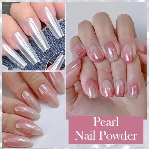 Vista 2 de 1 caja de uñas láser con purpurina de pavo real, polvo láser, polvo para uñas, pigmento cromado, oro rosa, plata, mezcla de uñas, lentejuelas