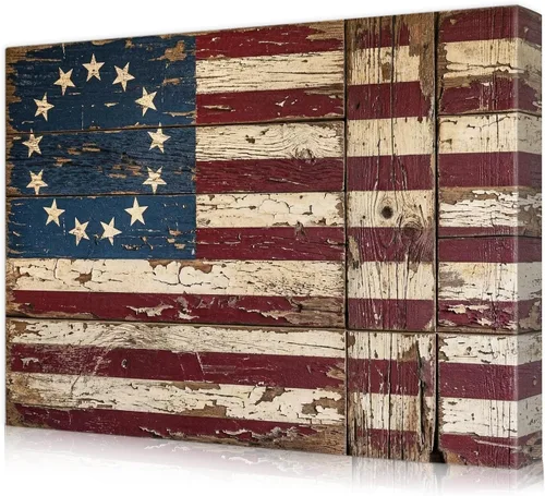 Vista 50 de DECORARTS - Arte de pared enmarcado con bandera de los Estados Unidos. Impresiones giclée en lienzo para decoración de pared. Total