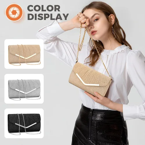 Vista 6 de Bolsos de mano para mujer, bolso de noche, bolso de hombro, bolso cruzado para boda, cóctel, fiesta de graduación