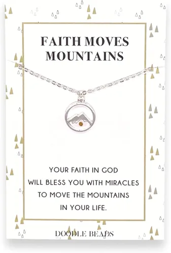 Vista 2 de Faith Moves Mountains - Collar de montaña con semillas de mostaza, regalo de fe para mujer, plata u oro