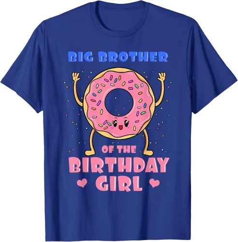 Vista 26 de Big Brother Of The Birthday Girl Donut Bday Party Bro Sib Camiseta, Negro, S