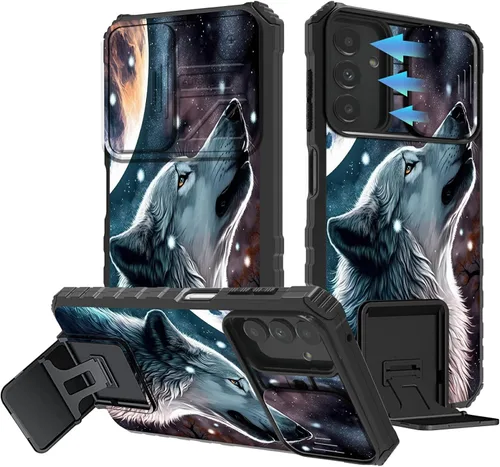 Vista 76 de Funda para Samsung Galaxy A13 5G/4G/A04S, Galaxy A13 5G con cubierta de cámara deslizante, funda de doble capa integrada con función atril