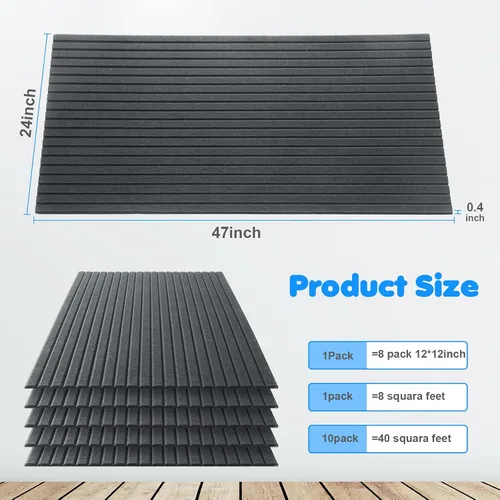 Vista 2 de Woanger Paquete de 5 paneles acústicos grandes de 47 x 24 x 0.4 pulgadas, paneles de amortiguación de sonido, autoadhesivos, absorbentes de ruido, a