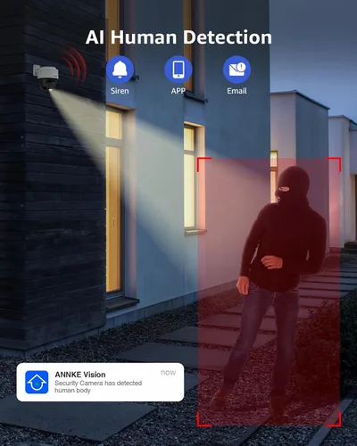 Vista 4 de ANNKE Cámara PoE 4K PT, audio de 2 vías, cámara de seguridad IP de inclinación de 345° de 80° para exteriores, seguimiento automático Lite