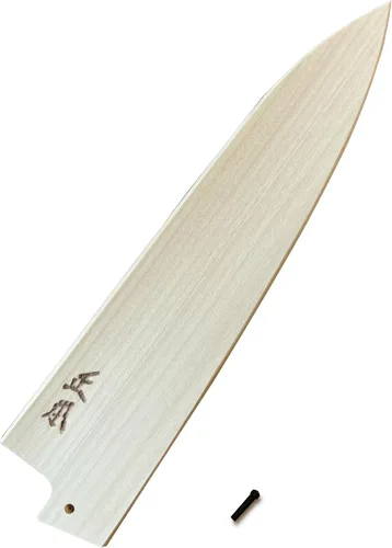 Vista 3 de MASAMOTO Funda de cuchillo de chef de 7 pulgadas (7.087 in) Gyuto Saya japonés con alfiler, cubierta protectora de cuchillo de cocina de madera