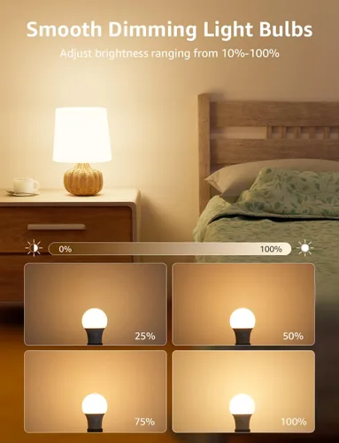 Vista 2 de Lepro - Bombillas LED regulables de 60 W equivalentes, 9.5 W, 800 lm, luz blanca cálida suave de 2700 K, base media estándar A19 E26, certificadas