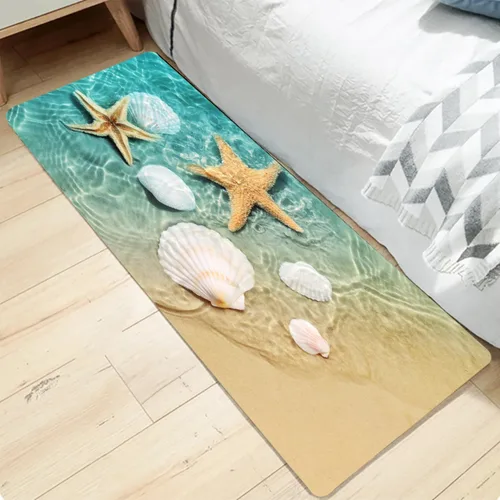 Vista 7 de LYFANS Alfombras de baño de espuma de esponja absorbente suave para baño y cocina (23.5 x 59 pulgadas), tapete de franela antideslizante brillante