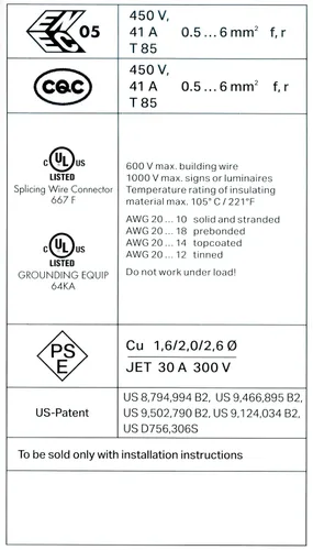 Vista 3 de Wago 221-612 LEVER-NUTS 10AWG 2 conectores de alambre compactos de conductor, paquete de 50