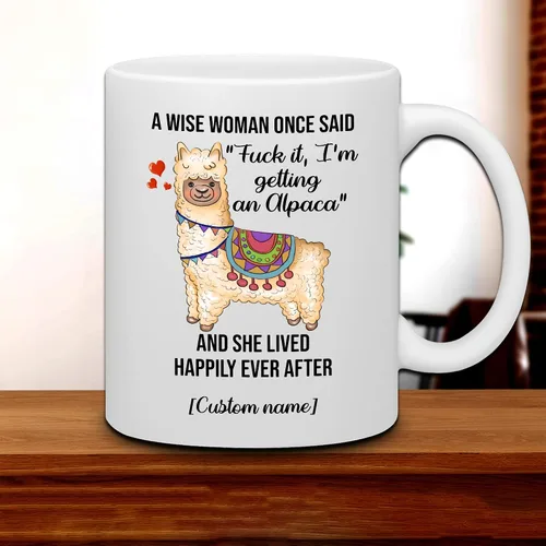 Vista 3 de WHIDOBE Regalos divertidos personalizados de alpaca para mujeres, taza de café de cerámica personalizada de 11 onzas y 15 onzas para amantes