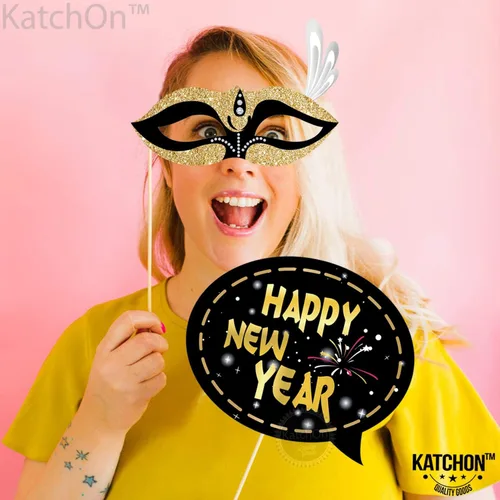 Vista 3 de KatchOn, Accesorios para cabina de fotos de Año Nuevo con purpurina 2026 – Paquete de 30 Accesorios para cabina de fotos de Nochevieja 2026