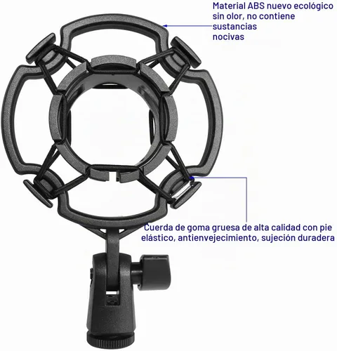 Vista 3 de Soporte de Micrófono LUORNG Universal Negro, Antivibración, para Micrófono de Condenser de Estudio de 42~46mm/1.65~1.81in de Diámetro, con Clip
