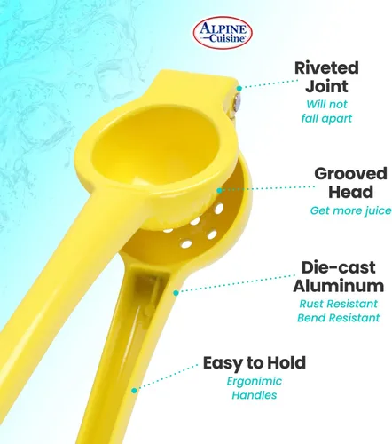 Vista 5 de Alpine Cuisine Exprimidor de limón resistente de 2.95 pulgadas – Exprimidor manual de cítricos de aluminio, prensa manual de cítricos, prensa