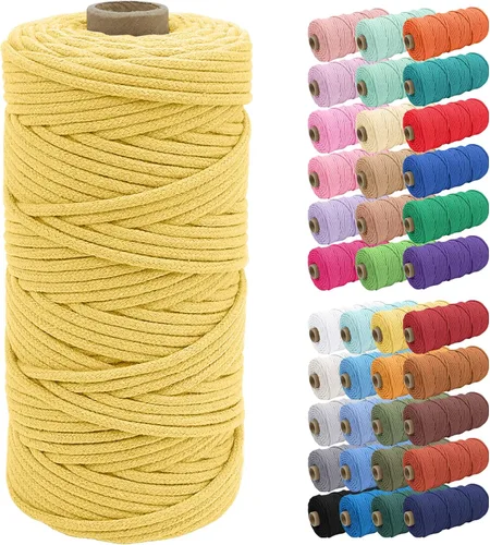 Vista 34 de JeogYong Cuerda de macramé de 0.157 in x 109 yardas, cuerda trenzada de algodón natural, cuerda de macramé para bolsas de ganchillo, colgar