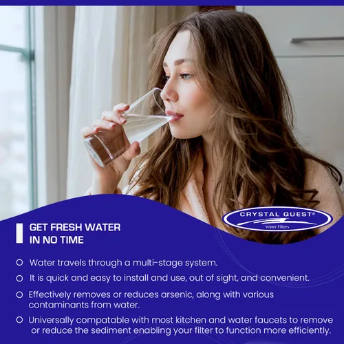 Vista 3 de Crystal Quest Filtro de agua de arsénico doble debajo del fregadero, filtración multietapa para cloro y contaminantes, alta capacidad de 10,000
