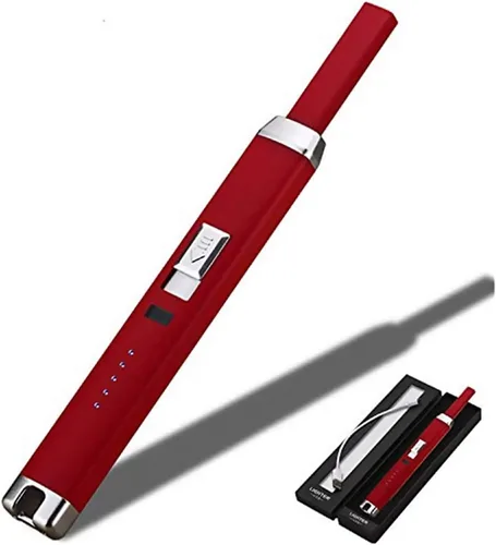 Vista 8 de Encendedor de arco de plasma recargable USB con bloqueo de seguridad, indicador de encendido, resistente al viento, negro Negro (balck)