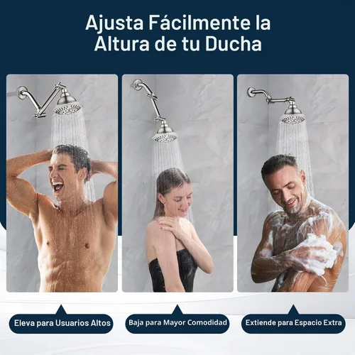 Vista 4 de BRIGHT SHOWERS Brazo extensor de ducha de latón para cabezal de ducha de lluvia y de mano, brazo de extensión de cabezal de ducha universal de 5